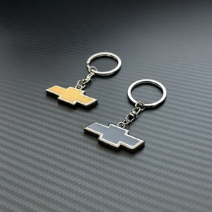 Chevrolet Double-Sided Metal Enamel Keychain Black & Yellow 2 Color You Pick - Picture 1 of 7