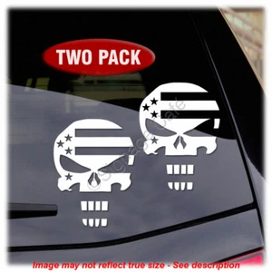 Calaveras Patriotic Punisher - ¡PAQUETE DE DOS! Calcomanía de pegatina oficial de policía bombero - Imagen 1 de 2