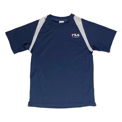 FILA Sport Boys LARGE Athletic T-Shirt Stretch Short Sleeves Blue Youth Crewneck - Image 1 of 4