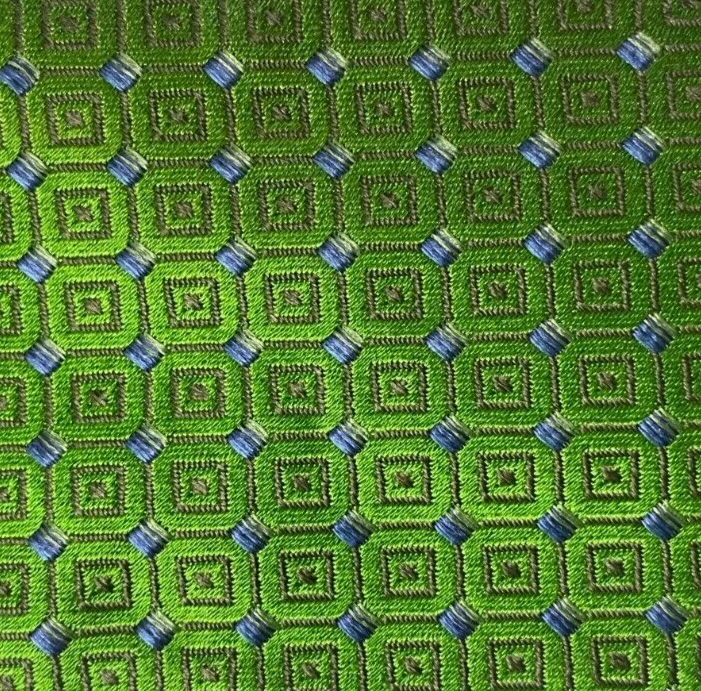 Bow Tie Men Silk Green Blue Geometric SELF TIE Bowtie - Image 1 of 4