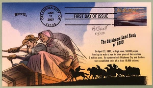 Bevil Hand Painted Oklahoma Land Rush 2007 First Day Of Issue w/COA Sc 4121 - Picture 1 of 7