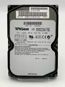 Vintage (1999) TriGem SV0322A IDE-Festplatte 3,2 GB intern 3,5" (SV0322A/TGE) - Bild 1 von 2