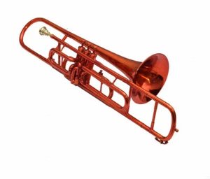 TRUMBONE New Red Brass Bb flat Valve Nickel Plated+ case+Mouthpiece - Picture 1 of 3
