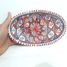Keramik Serviergeschirr Vintage handbemalt ovale Platte handgefertigtes...