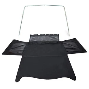 Black soft top+silvery support w/Steel Support Bow For Suzuki Samurai 1986-1994 - Picture 1 of 12