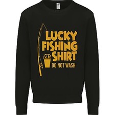 Lucky Fishing Fisherman Funny Kids Sweatshirt Jumper