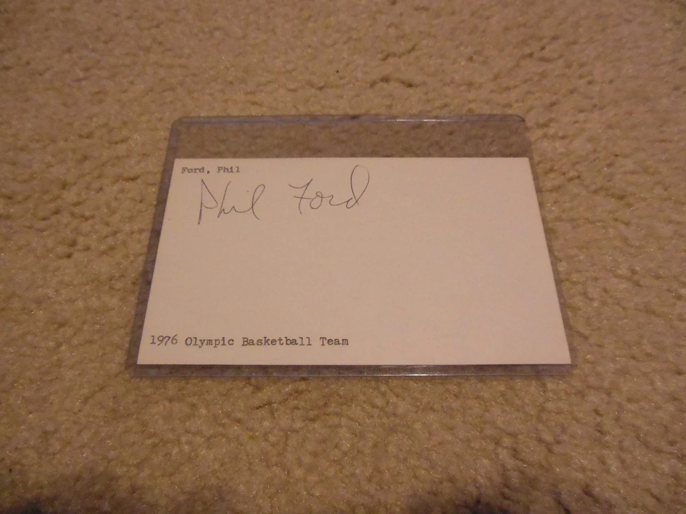 Phil Ford Autograph Index Card UNC Tar Heels Basketball 1970's - Image 1 of 2