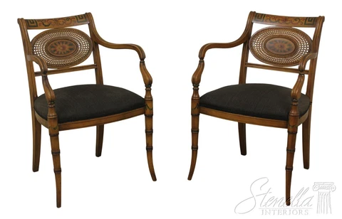 F56694EC: Pair Vintage Adams Style Paint Decorated Armchairs Cover