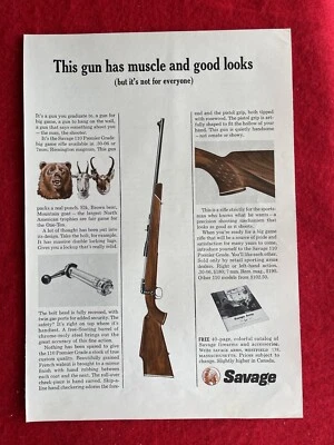 Rifle Savage 110 Premier Grade Big Game de colección 1964 anuncio impreso Foto 1 de 4