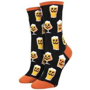 Socksmith Women's Crew Socks Pumpkin Beer Halloween Novelty Footwear - Picture 1 of 1