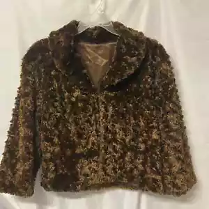 Cejon Teddy Coat Silky Curly Faux Fur Teddy Jacket Y2K Vtg L - Picture 1 of 7