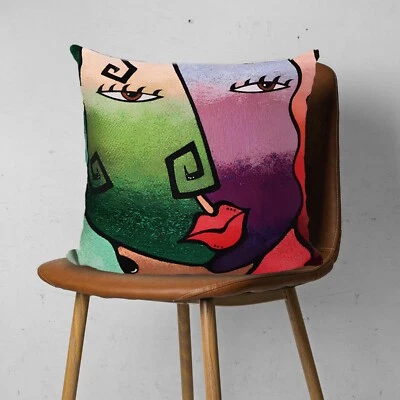 Tapestry Pillow Cover,Gobelin Girl Face Print Pillowcase,Housewarming Cushion - Image 1 of 3