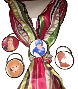 Juego de 4 bufandas deslizantes con botón de imagen de cúpula de vidrio hechas a mano envío gratuito hechas en EE. UU. - Imagen 1 de 7