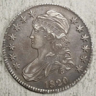 Medio dólar busto tapado 1829, elección extremadamente fino+, bonita moneda afilada 1030-13 Foto 1 de 4