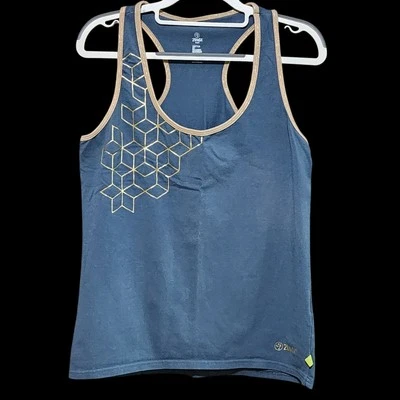 Camiseta sin mangas ZUMBA Racerback azul y dorada talla XL El Fab Futuro Xlovely Foto 1 de 4