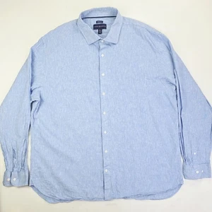 Joseph Abboud Modern Fit Size 3XLT Mens Blue Linen Cotton Long Sleeve Logo Shirt - Picture 1 of 9