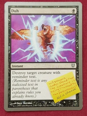 Magic The Gathering UNHINGED DUH black card MTG - Image 1 of 2