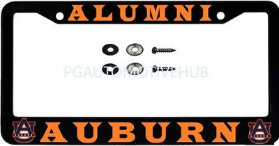 License Plate Frame Black Stainless Steel Vinyl Lettering FOR AUBURN 3 ALUMNI - Image 1 of 4