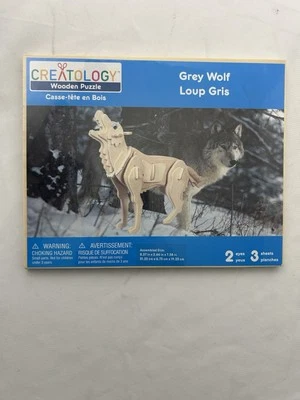 Rompecabezas Madera Creatology Lobo Gris 2 Ojos 3 Hojas Montado Tamaño 8.25"×7.5"×2.5" Foto 1 de 2
