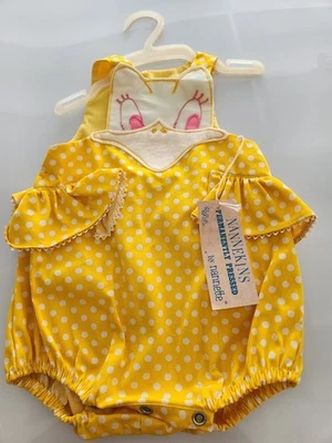 Mameluco vintage Nannekins por Nanette lunares amarillos 12 meses RARO Foto 1 de 4