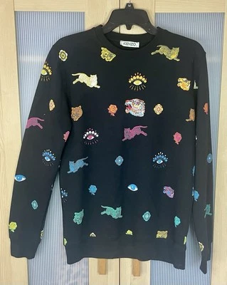 Kenzo Monograma Tigre Sudadera Talla S Cuello Redondo Bordado Diseñador Gráfico Foto 1 de 4