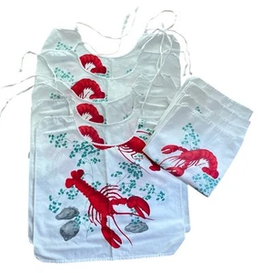 Vintage 1950's Wilendur Lobster & Clam Cotton Lobster Bids And Napkins - Picture 1 of 7