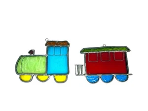 Zwei Triebwagen Lokbegleitwagen Buntglas Sonnenfänger 11,5 Zoll - Bild 1 von 9