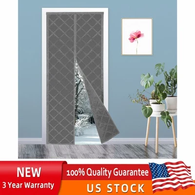 Cortina de puerta con aislamiento térmico magnético de aire frío y caliente gris 34x82 pulgadas Foto 1 de 4