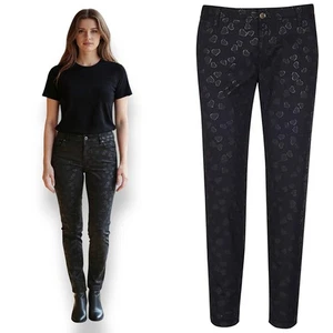 Gr. 40 NEU $ 850 GUCCI schwarz HERZDRUCK 5-Pocket Baumwolltwill spitz zulaufende Beine HOSE - Bild 1 von 19