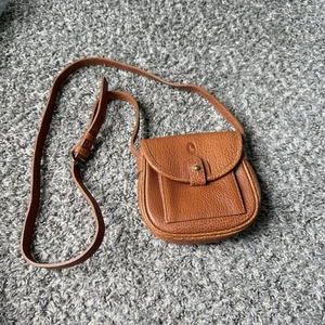 VTG Ralph Lauren Camel Brown Pebbled Leather Crossbody Bag Small Travel - Picture 1 of 12