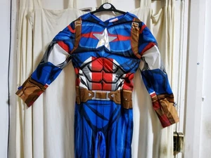 ❤️WORN ONCE❤️Captain America Costume Kids Boys Ages 7-8❤️CHEAP PLEASE LOOK❤️ - Picture 1 of 13