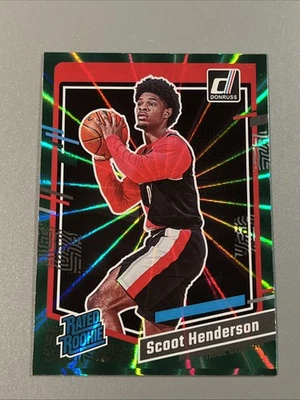 Scoot Henderson 2023-24 Donruss Green Laser Holo Rated Rookie #250 RC Blazers - Image 1 of 2