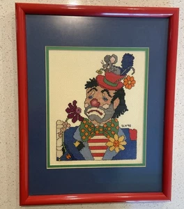 Kit punto croce pagliaccio triste vintage CIRCUS opera d’arte incorniciata 12”x15” - Foto 1 di 4