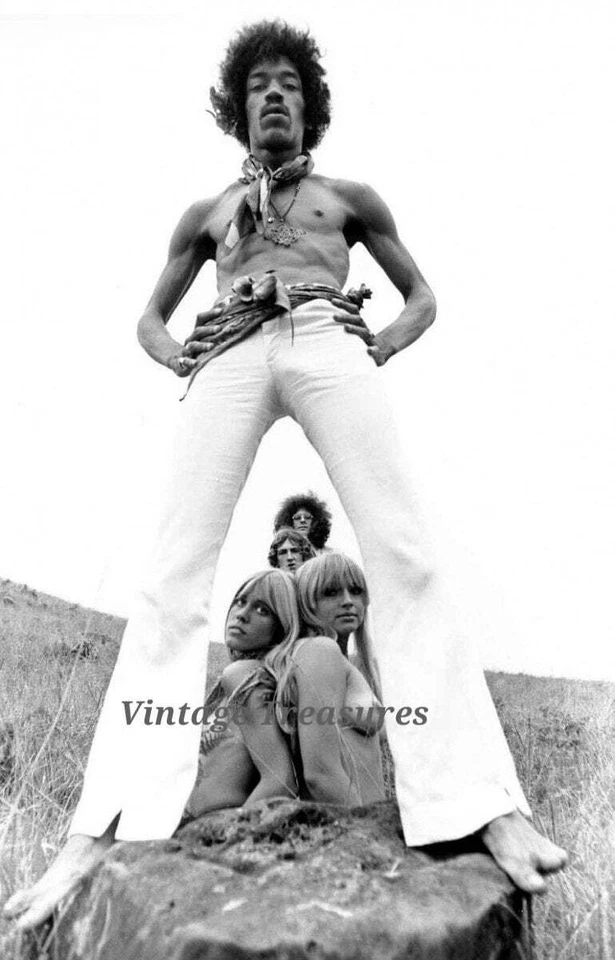 Jimi Hendrix and some Nude Girls Photo Print Poster - Image 1 of 1