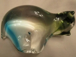 UNUSUAL ART GLASS PRETTY BUFFALO FIGURE/PAPERWEIGHT - CLEAR WITH COLORS - RARE - Picture 1 of 12