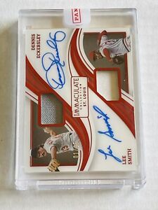 Dennis Eckersley/Lee Smith 2023 Immaculate Dual Auto Game Worn Patch Red 01/15
