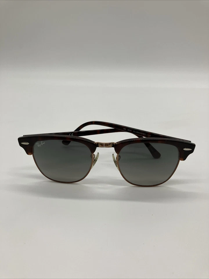 Clásico Ray Ban clubmaster marrón tortuga marco oro rosa lente gris hecho en Italia Foto 1 de 4