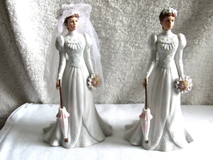 2 HOME INTERIOR #88015-99 ABIGAIL ROSE PORCELAIN 9.5" BRIDE FIGURINES - Picture 1 of 7