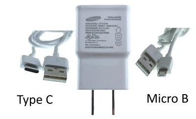 OEM Samsung Charger 5V-2.0A ETA-U90JWE-ART U90JWS+2 USB Cables(Type-C & Micro B) - Image 1 of 4