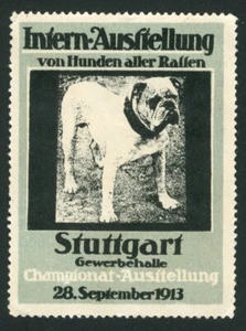 BULLDOG Poster Stamp Germany International Exhibition of Dogs Stuttgart 1913 - Picture 1 of 1