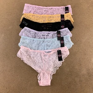 Alyce Intimates Women's Medium Colorful Stretch Lace Bikini Panties 6 Pack NWT - Picture 1 of 7