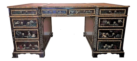 John Widdicomb Rare oil painted Chinoiserie Partners Desk in Excellent condition Cover