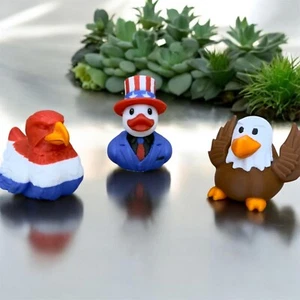 Patriotic Duck Figurines – Uncle Sam, Bald & Waving Eagle | Jeep Cruise 4th July - Picture 1 of 10