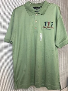 South Padre Island Polo Shirt ~ Men’s Size Medium ~ Green ~ Embroidered Logo - Picture 1 of 7