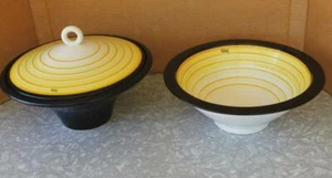 BALDELLI Italy 1980s Ceramic Lidded Tureen & Bowl Memphis Sottsass Era Design - Picture 1 of 10