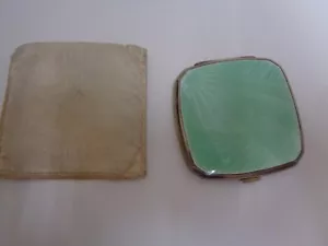Vintage SILBER GUILLOCHE Emaille KOMPAKT Meeresschaum grün blau Netzmuster - Bild 1 von 5
