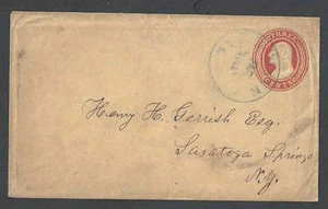 1853 U2 Used Entire 3c Red On Buff Die 1 Blue Cancel - Picture 1 of 1