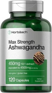 Ashwagandha 450 Mg Black Pepper Max Strength Stress Mood Support, 120 Capsules - Picture 1 of 24
