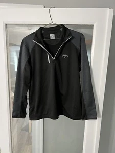 Callaway Men's Black Medium Quarter Zip Fleece Long Sleeve Pullover Jacket Golf - Picture 1 of 5