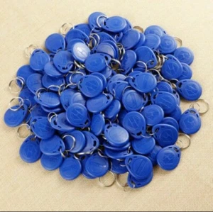 500 X BLUE 125Khz RFID TK4100 EM4100 Proximity ID Card Token Tags Key Keyfobs - Picture 1 of 1